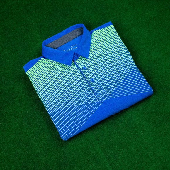 Under Armour Other - Under Armour Heatgear Blue w/ Yellow Lines Polo